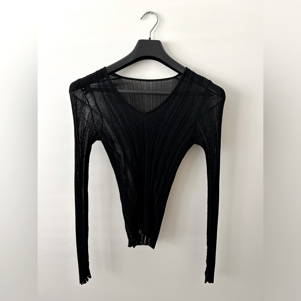 Lida Baday sheer black v-neck top